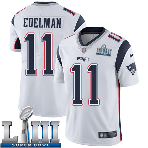 Men New England Patriots #11 Edelman white Nike Vapor Untouchable Limited 2019 Super Bowl LIII NFL Jerseys